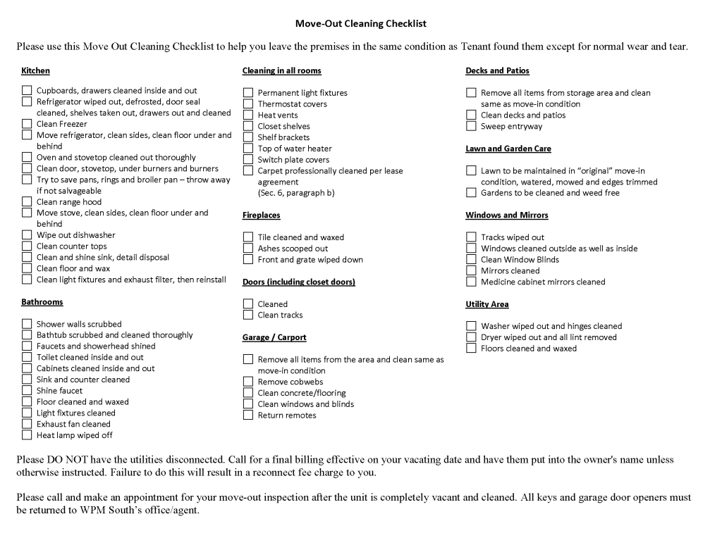 Move-Out Cleaning Checklist image
